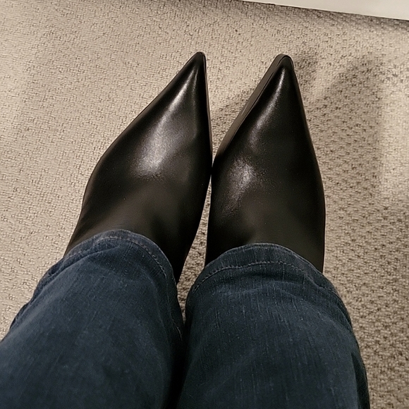 ZARA PLATFORM POINTED TOE LEATHER ANKLE BOOTS - Picture 5 of 5